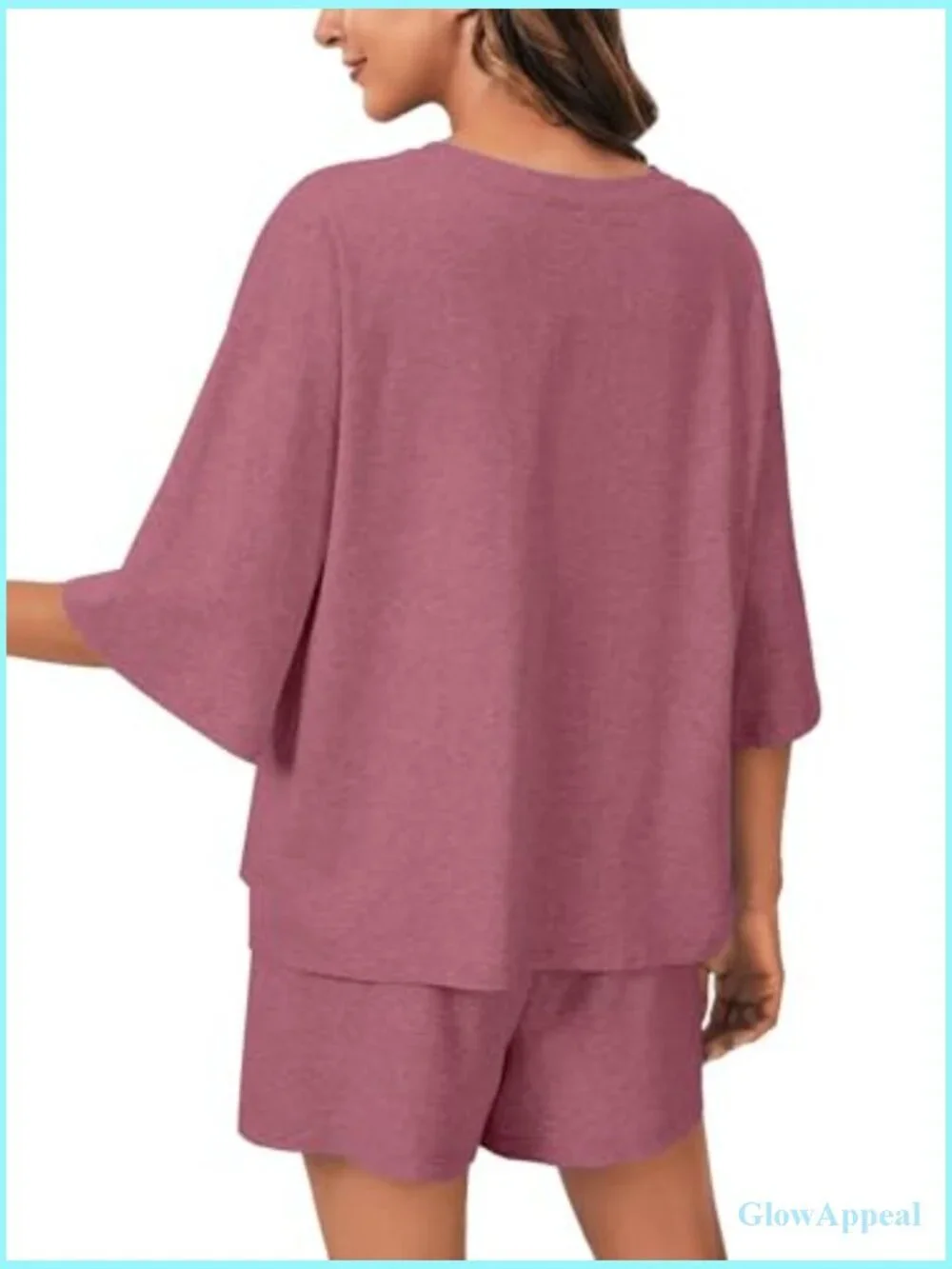 Women's 3/4 Sleeve Button Down Pajama Set with Shorts and Pockets